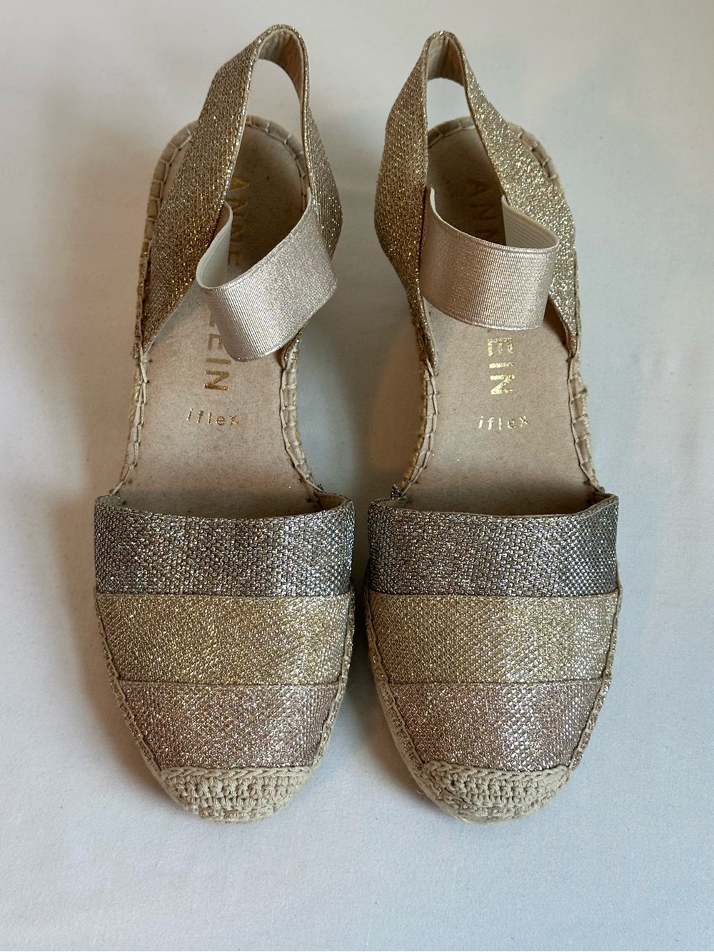 Anne Klein Metallic Multitone Espadrille Slingback Wedges